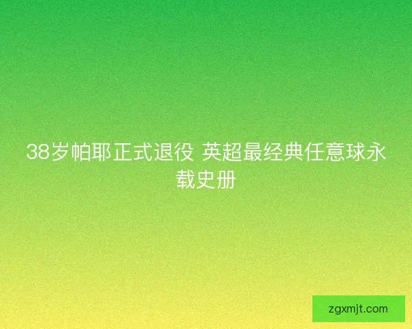 38岁帕耶正式退役 英超最经典任意球永载史册