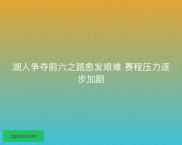 湖人争夺前六之路愈发艰难 赛程压力逐步加剧
