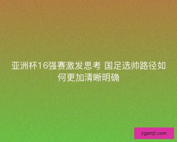 亚洲杯16强赛激发思考 国足选帅路径如何更加清晰明确