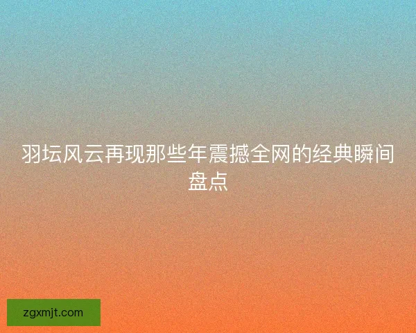 羽坛风云再现那些年震撼全网的经典瞬间盘点